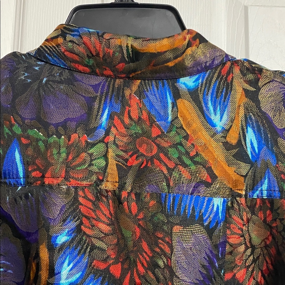 Chicos floral silk blend button down jacket size MEDIUM - Picture 7 of 13